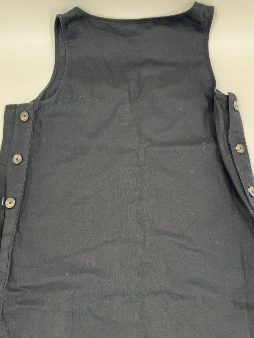 Madewell‎ Side-Button Midi Dress Womens XXS Black Linen Blend Sleeveless NA269 - Picture 5 of 8